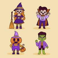 ritad för hand karaktär illustrationer samling för halloween säsong firande vektor