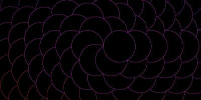 dunkelviolettes, rosa Vektorlayout mit Kreisformen. vektor