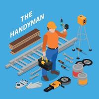 handyman verktyg isometrisk komposition vektorillustration vektor