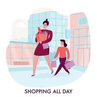 mor med dotter shopping illustration vektorillustration vektor