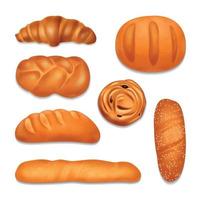 Brot Bäckerei realistische Icon-Set Vektor-Illustration vektor