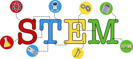 buntes Stielbildungs-Textsymbol vektor