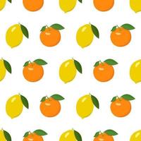 nahtloses helles Muster mit Zitrone und Orange vektor