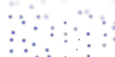 hellblaue Vektor Gekritzel Textur mit Blumen.