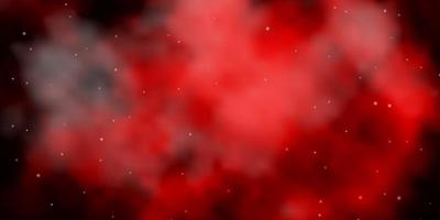 mörk röd vektor bakgrund med små och stora stjärnor.