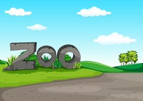 Zoo scen med grönt fält vektor