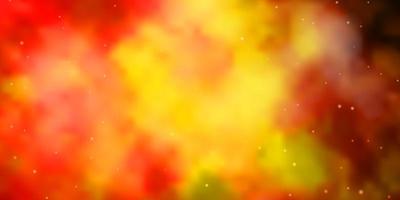 ljusröd, gul vektorbakgrund med små och stora stjärnor. vektor