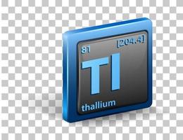 Thallium chemisches chemisches Symbol mit Ordnungszahl und Atommasse vektor