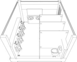 3d illustration av modul- badrum vektor