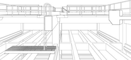 3d illustration av industriell byggnad vektor