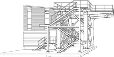 3d illustration av industriell byggnad vektor