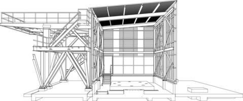 3d illustration av industriell byggnad vektor