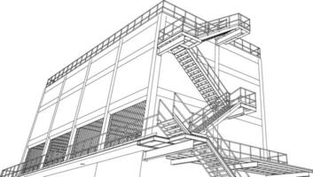 3d illustration av industriell byggnad vektor