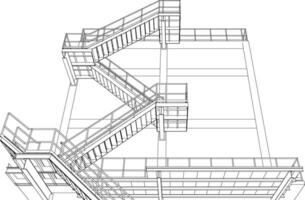 3d illustration av industriell byggnad vektor