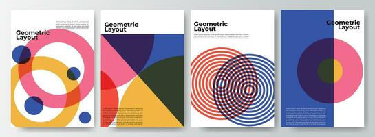 geometrisk layout mall samling. enkel geometrisk layout vektor i a4 formatera idealisk för. webb bakgrunder, affisch konst mönster, tidskrift främre sidor, avancerad grafik, omslag konstverk och Mer.