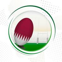 flagga av qatar på rugby boll. runda rugby ikon med flagga av qatar. vektor