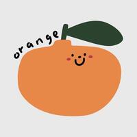 hand dragen tecknad serie frukt orange klistermärke illustration vektor