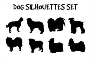 Set Silhouette Hund auf einem weißen Hintergrundvektor vektor