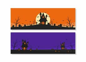 einstellen von Halloween Banner Vorlage mit eben Illustration Design vektor
