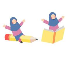 liten hijab flicka flygande illustration vektor