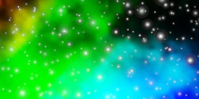 hellblaues, grünes Vektormuster mit abstrakten Sternen. vektor