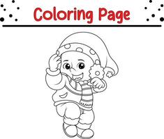 Weihnachten glücklich Kinder Färbung Seite zum Kinder. Vektor schwarz und Weiß Illustration isoliert auf Weiß Hintergrund.