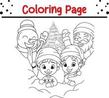 Lycklig jul färg bok sida för barn. vektor