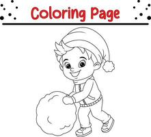 glücklich Weihnachten Karikatur wenig Junge Färbung Seite zum Kinder. vektor