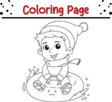 glücklich Weihnachten wenig Kinder Färbung Seite zum Kinder. .Linie Kunst Design zum Kinder Färbung Buchseite. Vektor Illustration. isoliert auf Weiß Hintergrund.