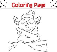 glücklich Weihnachten Tier Färbung Seite zum Kinder. .Linie Kunst Design zum Kinder Färbung Buchseite. Vektor Illustration. isoliert auf Weiß Hintergrund.
