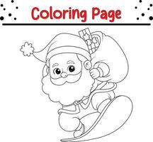glücklich Weihnachten Santa Färbung Seite zum Kinder. .Linie Kunst Design zum Kinder Färbung Buchseite. Vektor Illustration. isoliert auf Weiß Hintergrund.