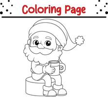 glücklich Weihnachten Santa claus Färbung Seite zum Kinder. .Linie Kunst Design zum Kinder Färbung Buchseite. Vektor Illustration. isoliert auf Weiß Hintergrund.