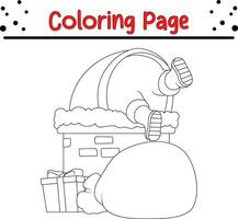 glücklich Weihnachten Färbung Seite zum Kinder. .Linie Kunst Design zum Kinder Färbung Buchseite. Vektor Illustration. isoliert auf Weiß Hintergrund.