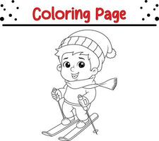 Winter wenig Kinder Färbung Seite zum Kinder. Vektor schwarz und Weiß Illustration isoliert auf Weiß Hintergrund.