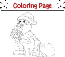 glücklich Santa claus Weihnachten Färbung Seite zum Kinder. glücklich Winter Weihnachten Thema Färbung Buch. vektor