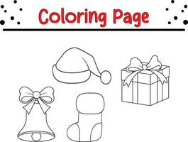 süß Weihnachten Element Färbung Seite zum Kinder. glücklich Winter Weihnachten Thema Färbung Buch. vektor
