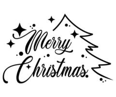 Weihnachten Baum und fröhlich Weihnachten Hand Beschriftung Kalligraphie isoliert auf Weiß Hintergrund vektor