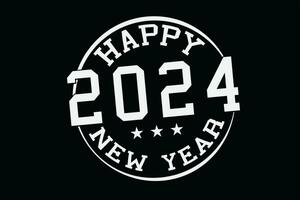 glücklich Neu Jahr 2024 T-Shirt Design vektor