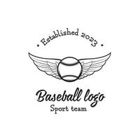 baseboll logotyp årgång stil med baseboll symbol , flygande boll logotyp vektor