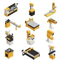 Industriemaschinen Icons Set Vector Illustration