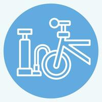 Symbol Luft Pumpe verbunden zu Fahrrad Symbol. Blau Augen Stil. einfach Design editierbar. einfach Illustration vektor