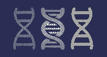 ein Vektor Illustration Anzeigen DNA Moleküle und ihr genetisch Code im ein dunkel Einstellung.