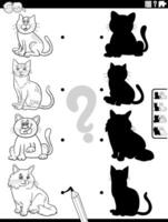 Schatten Aktivität mit Karikatur Katze Zeichen Färbung Seite vektor