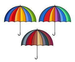 Regenschirm im Regenbogen Farben isoliert auf Weiß Hintergrund vektor
