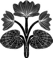 ein schwarz und Weiß Zeichnung von ein Blume vektor