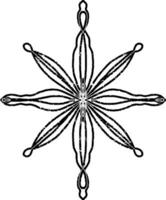 ein schwarz und Weiß Zeichnung von ein Star mit ein zentral Punkt vektor