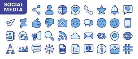 social nätverk av blå färgad ikoner uppsättning. de samling inkluderar av företag utvecklingen ,programmering , webb design, app design och Mer vektor