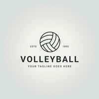 enkel linje konst volleyboll logotyp, illustration av konkurrens av boll lager ikon design vektor