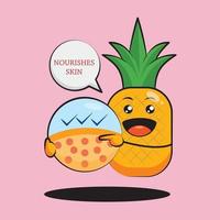 süßer Ananas-Charakter, die Vorteile der Ananas, um die Haut zu nähren vektor