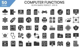 Computer Werkzeuge Glyphe Symbol set.the Sammlung beinhaltet Geschäft und Entwicklung, Programmierung, Netz Design, App Design, und mehr. vektor